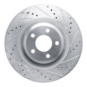Ford Explorer Brake Rotor (1) - Front Right - R1 Concepts - Drilled & Slotted - Silver - `20-`25